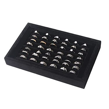 Pangkeep Ring Holder Display Tray Jewelry Organizer Stands for Selling Rings Earrings Show Black