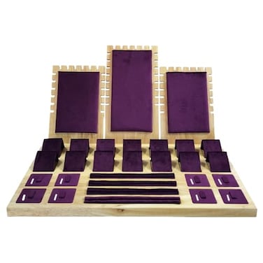 SCIKHEFT Bamboo Jewelry Display Holder Ring Rack Necklace display Rack Counter Display Bamboo Set Jewelry Display Props Dark Purple