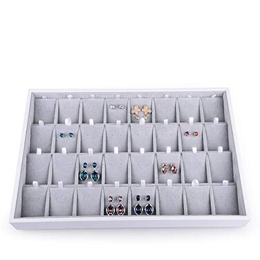 Oirlv Velvet Stackable Jewelry Tray 32 Grids Earrings Organizer Display Showcase Jewelry Storage trays