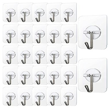 COLOGO Adhesive Hooks 40 Pack 22lbMax Adhesive Wall Hooks Heavy Duty Self Adhesive Hooks for Kitchens Bathroom Office by
