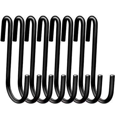 ESFUN 24 Pack 3 inch Heavy Duty S Hooks Pan Pot Holder Rack Hooks Hanging Hangers S Shaped Hooks for Kitchenware Pots Utensils Clothes Bags Towels Plants Black