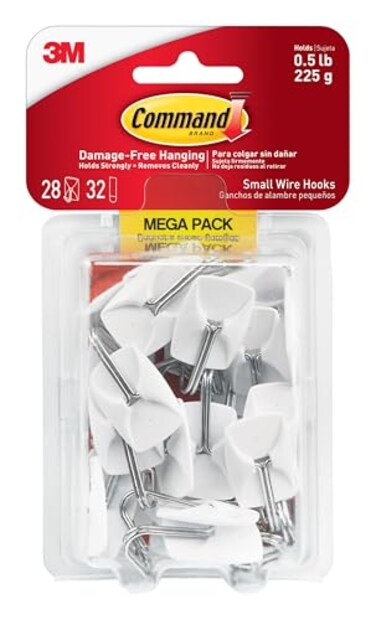 Command Small Wire Toggle Hooks 28 Hooks and 32 Strips DamageFree Hanging Wall Hook with Adhesive No Tools Required Great for Home Kitchen and Office Organization Holds up to 05 lb