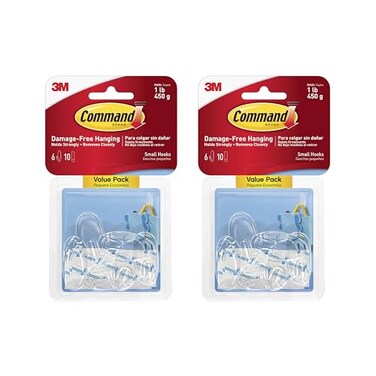 Command Small Hooks Clear 6HooksPack 2Packs Organize DamageFree