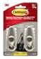Command Medium Brushed Nickel Hooks 2 Wall Hook and 4 Strips DamageFree Hanging with Adhesive No Tools Hanging Home and Room Decor Holds up to 3 lb