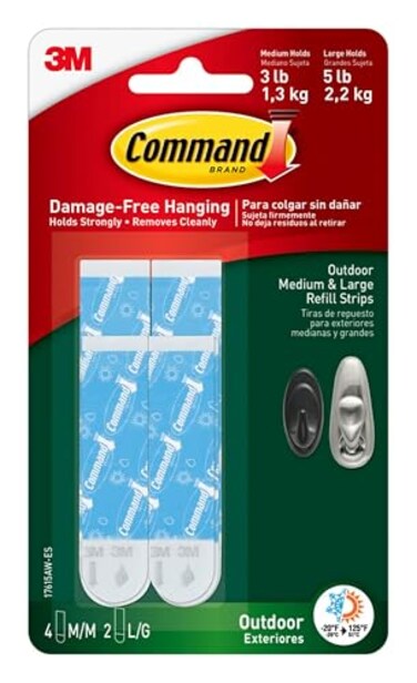 3M Command 4Packages of Outdoor Refill Strips WaterResistant Strips