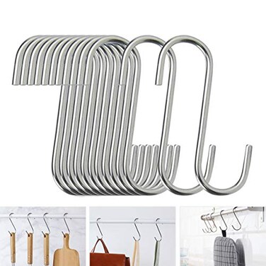 HTBMALL 40 Pack S Hooks Stainless Steel Heavy Duty S Hooks for Hanging pots Pans Plants Coffee Mugs Towels in Kitchen and Bathroom Coat Bag Work Shop Perfect Rack Hooks