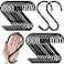 DINGEE 24 Pack Heavy Duty S Hooks Non Slip Rubber Coated 7mm Thick Metal Black S Hooks for Hanging Plants Closet Bird Feeders Kitchen Large Objects Tools Bikes
