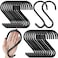 DINGEE 24 Pack Heavy Duty S Hooks Non Slip Rubber Coated 7mm Thick Metal Black S Hooks for Hanging Plants Closet Bird Feeders Kitchen Large Objects Tools Bikes