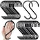 DINGEE 24 Pack Heavy Duty S Hooks Non Slip Rubber Coated 7mm Thick Metal Black S Hooks for Hanging Plants Closet Bird Feeders Kitchen Large Objects Tools Bikes