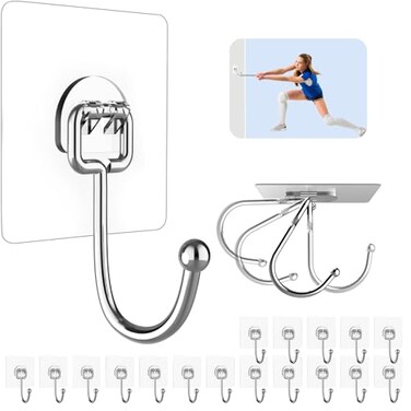 Strjobaili 20 Pack Large Adhesive Hooks for Hanging Heavy Duty 44 lbMax Self Adhesive Sticky Hooks Waterproof Stainless Steel Wall Hook for Home Bathroom Shower Kitchen Outdoor Utility Hooks