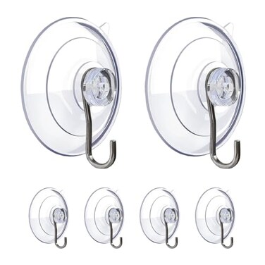 BEADNOVA Suction Cup Hooks 25 Inches Suction Cup Hook for Window Glass Bathroom Kitchen Wall Office 6 Packs