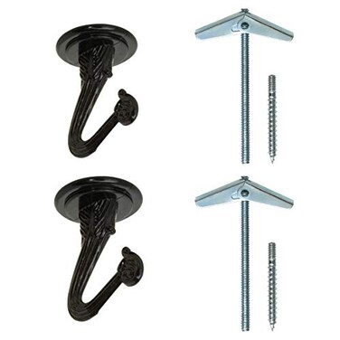 Rocky Mountain Goods Ceiling Swag Hook 2 Pack with Mounting Hardware 1 12 Heavy Duty Swag Hooks for Hanging Planter Ceiling or Extender Chains Easy Install with ScrewsBrackets Black