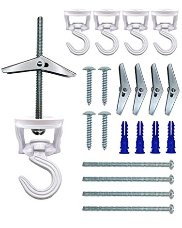NACETURE Swivel Swag Hooks for Ceiling Hanging Heavy Duty Ceiling Hangers for Plants Lights Zinc Bolt Hook Installation for Cavity Wall Fixing White 4 Pack