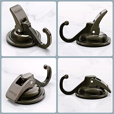 iRomic Heavy Duty Vacuum Suction Cup Hooks 4Pack for ShowerGlass WindowKitchenBathroomRestroom OrganizationGreen Bronze