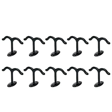 Tighall 10 PCS Zinc Alloy Black Double Prong Ceiling Hook Top Mount Hooks with Screws for Closet Top Kitchen Cabinet Garage Hanging Clothes Towels or Other Utensils
