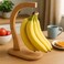 JapanBargain 2Pack Bamboo Banana Hanger Wooden Banana Hook Stand for Countertop Fruit Display Storage