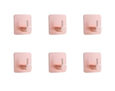 HomeImpel Heavy Duty Adhesive Hooks 6 Pcs Wall Adhesive Hooks Stainless Steel Hooks for Home Bathroom Kitchen Office Living Room Rose Gold