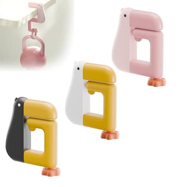 Swicado Portable Duck Shaped Detachable NonSlip Folding Table Hook NoDrill Purse Hanger Bag Clamp for SchoolOffice Desk Storage Organization