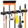 IMILLET Broom Holder Wall Mount Broom Holder Stainless Steel Heavy Duty Garage Organization Broom Organizer Wall Mount Self Adhesive Laundry Room Organization and Storage5 Racks and 4 Hooks