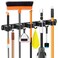 IMILLET Broom Holder Wall Mount Broom Holder Stainless Steel Heavy Duty Garage Organization Broom Organizer Wall Mount Self Adhesive Laundry Room Organization and Storage5 Racks and 4 Hooks