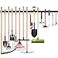WALMANN All Metal 64 Inch Wall Mount Garden Tool Organizer for Garage Mop and Broom Holder Yard Tool Storage Rack for Rake Shovel Spade Mop Broom4 Rails 16 Hooks