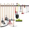 WALMANN All Metal 64 Inch Wall Mount Garden Tool Organizer for Garage Mop and Broom Holder Yard Tool Storage Rack for Rake Shovel Spade Mop Broom4 Rails 16 Hooks