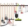 WALMANN All Metal 64 Inch Wall Mount Garden Tool Organizer for Garage Mop and Broom Holder Yard Tool Storage Rack for Rake Shovel Spade Mop Broom4 Rails 16 Hooks