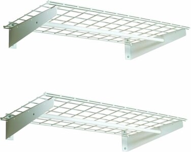 HyLoft 2Pack Heavy Duty Steel Wall Garage Shelving 36 in x 18 in Adjustable Includes Hanging Rod Max Shelf Load 200 Pounds Item 777 White Powder Coated Finish