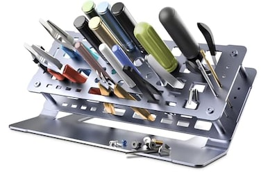 METALTER Screwdriver Rack Small Tool Storage Holder for Desk Top Metal Screw Driver Organize and Work bench Hand Tools Organizer Aluminum Alloy Dark Grey