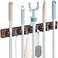 OUTNILI Mop and Broom Holder Wall Mount Wood Broom Mop Hanger Wall Mounted Garden Tool Rack Organizer for Closet Garage Laundry Room for Rustic Kitchen Decor With 5 Slots 4 Hooks
