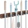 OUTNILI Mop and Broom Holder Wall Mount Wood Broom Mop Hanger Wall Mounted Garden Tool Rack Organizer for Closet Garage Laundry Room for Rustic Kitchen Decor With 5 Slots 4 Hooks