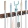 OUTNILI Mop and Broom Holder Wall Mount Wood Broom Mop Hanger Wall Mounted Garden Tool Rack Organizer for Closet Garage Laundry Room for Rustic Kitchen Decor With 5 Slots 4 Hooks