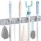 OUTNILI Gray Mop Broom Holder Wall Mount with 4 Slots 4 Hooks Wood Broom Mop Hanger for Pantry Closet Laundry Room Organization Heavy Duty Garden Tool Organizer