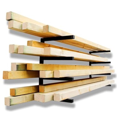 YYR Wood Organizer and Lumber Storage Rack Wall Mount Heavy Duty Metal Shelf with 4Level Holds Up 800 LBS Indoor Outdoor Use Black