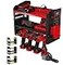 BUILTSTRONG Power Tool Organizer Wall Mount 3Tier HeavyDuty Steel Rack 4 Drill Slots Pegboard Utility Side 100 lb Capacity Garage Workshop Shed Storage Red