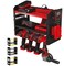 BUILTSTRONG Power Tool Organizer Wall Mount 3Tier HeavyDuty Steel Rack 4 Drill Slots Pegboard Utility Side 100 lb Capacity Garage Workshop Shed Storage Red
