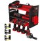BUILTSTRONG Power Tool Organizer Wall Mount 3Tier HeavyDuty Steel Rack 4 Drill Slots Pegboard Utility Side 100 lb Capacity Garage Workshop Shed Storage Red