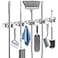 HANZENMA Broom Holder Wall Mount Broom Organizer Wall Mount Stainless Steel Broom and Mop Hanger Heavy Duty Storage Organization for Home Kitchen Garden Garage Room 5 Racks 4 Hooks