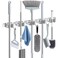 HANZENMA Broom Holder Wall Mount Broom Organizer Wall Mount Stainless Steel Broom and Mop Hanger Heavy Duty Storage Organization for Home Kitchen Garden Garage Room 5 Racks 4 Hooks
