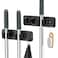 homeasy Wall Mount Mop and Broom Holder Heavy Duty Stainless Steel Organizer Rack with Hooks 2Pack 2in1 No Drill Screw Installation Black