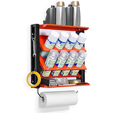 Ultrawall Spray Can Holder Rack With Paper Towel Holder Steel Wall Mounted Spray Bottle Holder Garage Wall Mount Shelf Utility Storage Rack Tool Storage Rack Holds 100 lbs