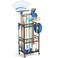 DAOUTIME Garden Organizer With Wheels Yard Tower Rack for Garage Storage Up to 35 LongHandled Tools Sturdy Metal Steel Holder With 3 Hooks Outdoor Black