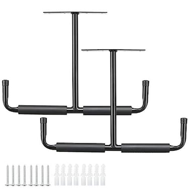 HOME RIGHT Overhead Garage Storage Rack 165 Inch Heavy Duty Ceiling Double Storage Hooks Utility Hanger for Hanging Lumber Ladder Tool Bike Other Bulky Items 2 Pack Black