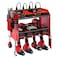 CCCEI Modular Power Tool Organizer Wall Mount with Charging Station Garage Drill Storage Shelf with Hooks Heavy Duty Rack Tool Battery Holder Built in 8 Outlet Gift for Men Red 1 Pack