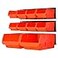 Wallmaster Wall Mounted Storage Bins Wall Storage Bins Parts Rack 10 Bins3 Rails Wall Mount Tool Organizer Hardware Storage Organizer Orange