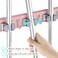 OUTNILI Pink Mop Broom Holder Wall Mount with 4 Slots 4 Hooks Wood Broom Mop Hanger for Pantry Closet Laundry Room Kitchen Organization for Pink Kitchen Decor and Accessories