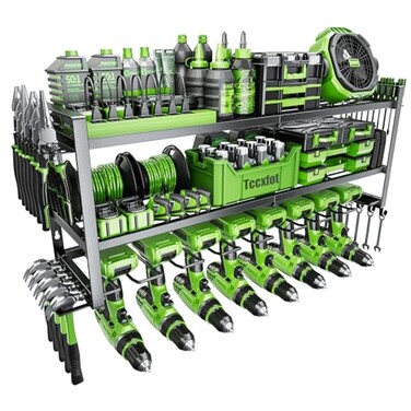 Tccxfot Power Tool Organizer 3 Layer 8 Drill Holder Wall Mount Storage Rack for Garage Organization Large Tool Shelf Gifts for Him Men Dad Husband Anniversary Fathers Day Cool Gadget Stocking Stuffer