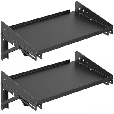 ULIBERMAGNET Garage Folding Storage Rack Shelves200LB Metal Wall Mounted Adjustable Rail Shelf for GaragePower ToolsToolboxStorage Shelves with Lip for Workshop Kitchen Office 2 Pack