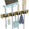 reliahom Broom Holder Wall Mount 4 Racks with 5 Hooks Bronze Mop Storage Tool Racks Broom Hanger Tool Organizer for Garage Kitchen Garden Laundry Room