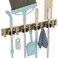 reliahom Broom Holder Wall Mount 4 Racks with 5 Hooks Bronze Mop Storage Tool Racks Broom Hanger Tool Organizer for Garage Kitchen Garden Laundry Room